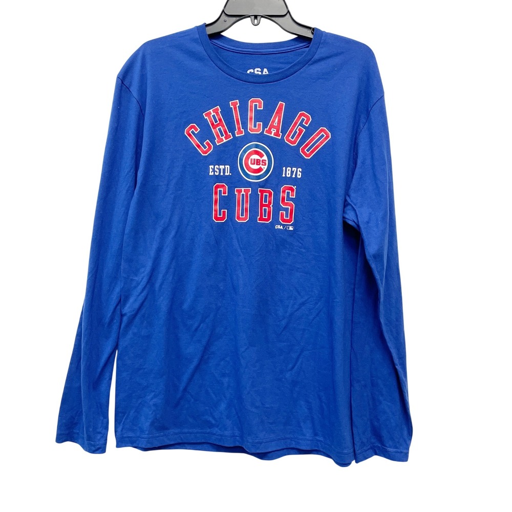 CSA Men's Chicago Cubs Royal‎ Blue MLB Long Sleeve T-Shirt Size L